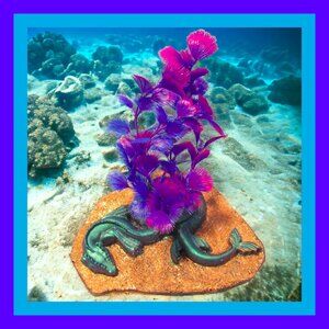 Aquarium Decoration - Green Sea Dragon with Artificial Plant